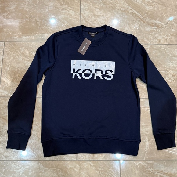 Michael Kors Mens Logo Navy Blue Long-sleeved Sweatshirt. New with tags. - Picture 1 of 4